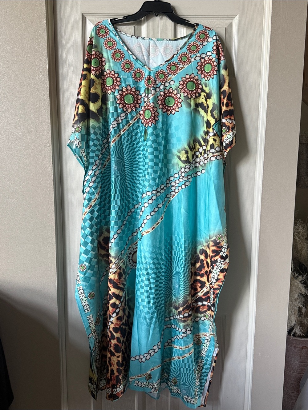 🌸HP 🌸Women's Plus Size Kaftan Bathing Suit Cover Up Batwing Dress Moroccan Mumu - Picture 8 of 11